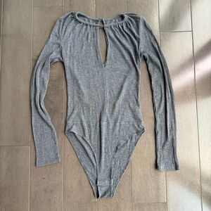 Nectar Clothing Grey Ribbed Bodysuit